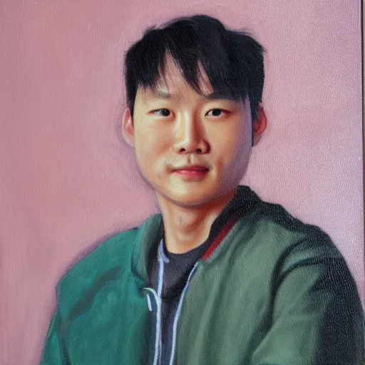 Prompt: a portrait painting of kevin nai
