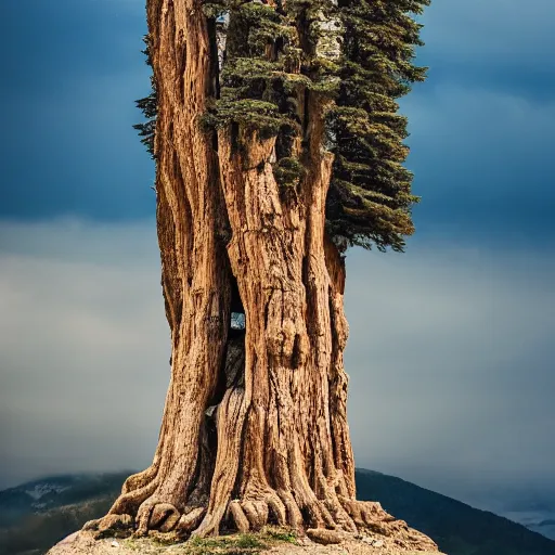 Prompt: photograph of cedar of lebanon shaped like masculine strong man, photography