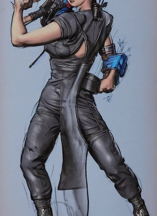 Image similar to chun li. dangerous cyberpunk mercenary in tactical gear and jumpsuit. portrait by stonehouse and mœbius and will eisner and gil elvgren and pixar. realistic proportions. dystopian. cyberpunk 2 0 7 7, apex, blade runner 2 0 4 9 concept art. cel shading. attractive face. thick lines.