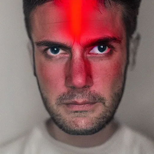 Image similar to a man with red glowing eyes