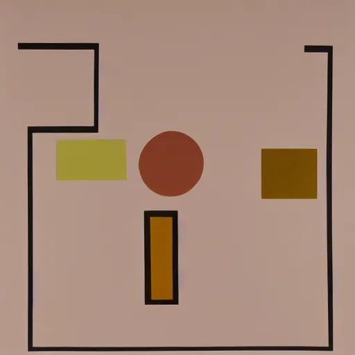 Image similar to A abstract painting in the style of Sophie Taeuber-Arp and Gary Hume, 1970s Scandinavian naturalistic minimalism style, flat colour-block style, geometric abstraction, muted earthy colours