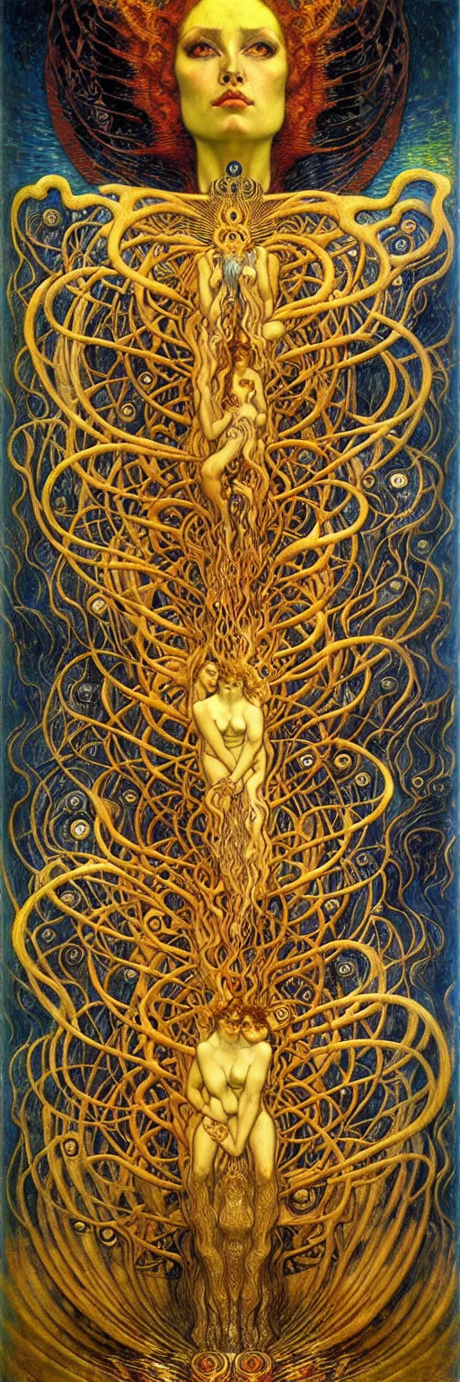 Image similar to Divine Chaos Engine by Karol Bak, Jean Delville, William Blake, Gustav Klimt, and Vincent Van Gogh, symbolist, visionary