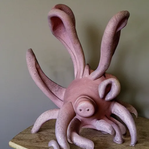 Image similar to sculpture of a pig - octopus, work in progress, neo - expressionism