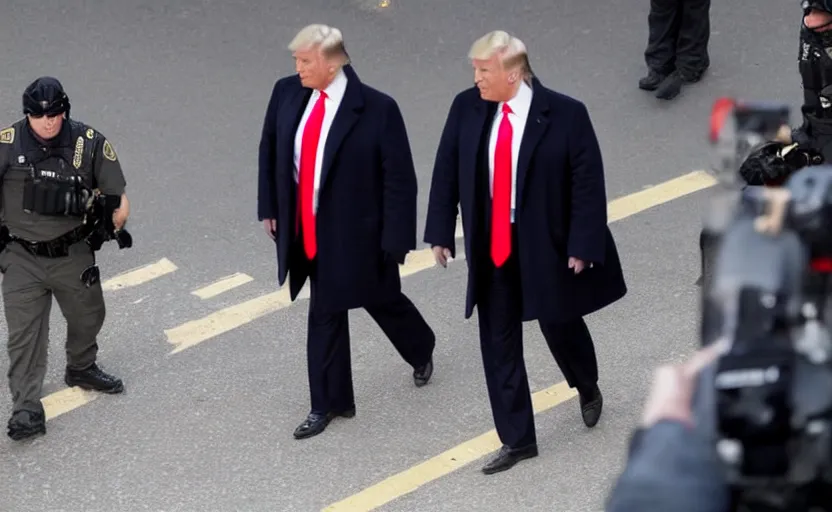 Image similar to Candid photo of Donald Trump arrested by FBI agents, Reuters, AP Press photo, long lens, sony a7s camera, 4K