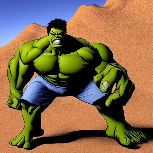 Image similar to hulk in desert