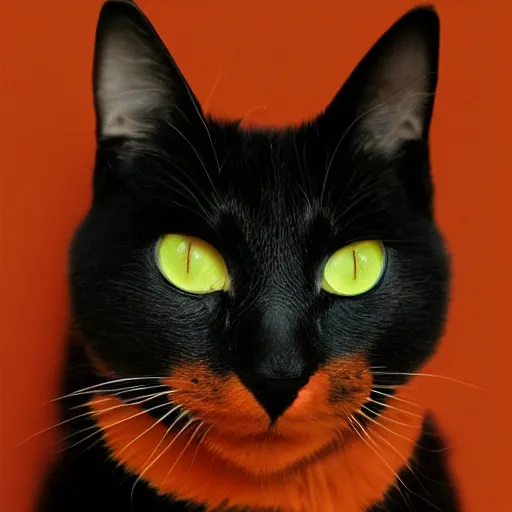 Image similar to an [ [ [ [ orange ] ] ] ] black kitty front view