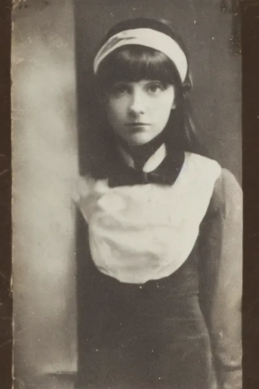 Prompt: first ever photograph of a catgirl, historic photograph