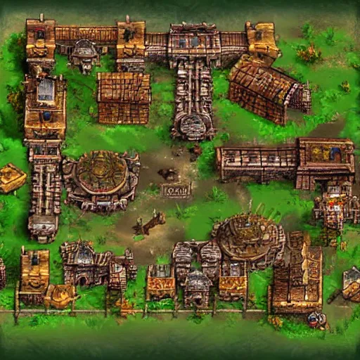 Prompt: warcraft 2 map isometric