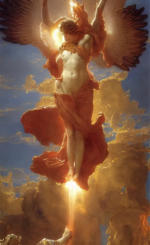 Prompt: Archangel casting a powerful spell by Adrian Smith and Delphin Enjolras and Daniel F. Gerhartz and Lawrence Alma-Tadema