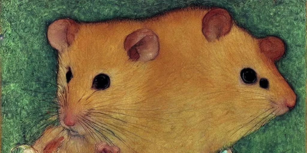 Image similar to a cute little hamster by klimt, gustav, art nouveau, symbolism, portrait