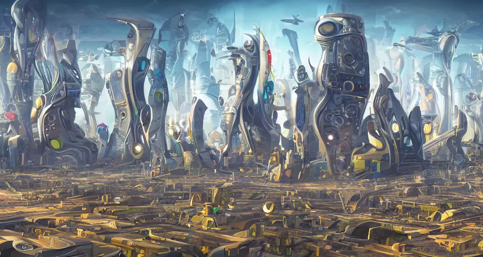 Image similar to view on futuristic city in the horizon, illustration by craola, detailed, sharp, masterpiece, 8 k