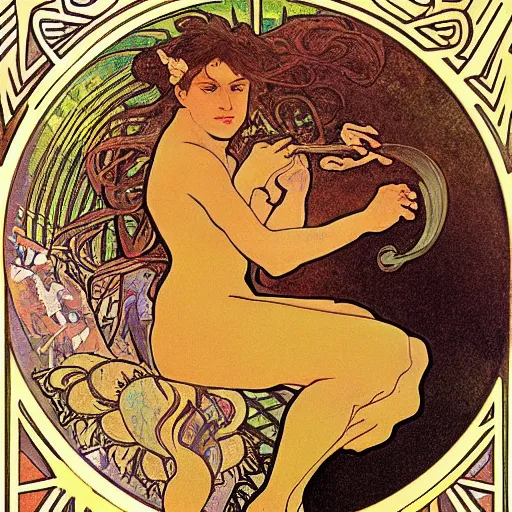 Image similar to tiger by alphonse mucha