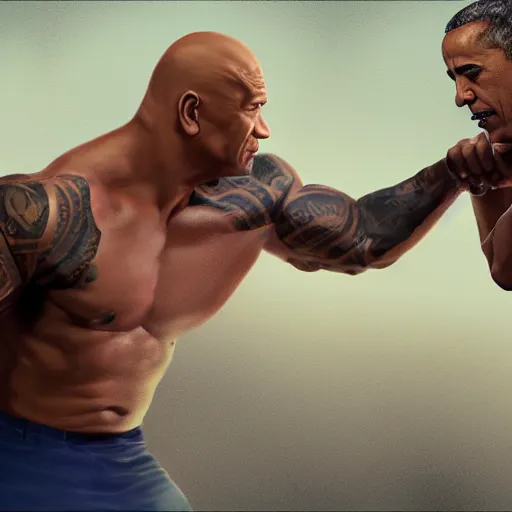 Prompt: dwayne the rock johnson robbing a 7 / 1 1 with joe biden and obama, cinematic, fantasy artwork, dyanic lighting, detailed, raytracing, realistic