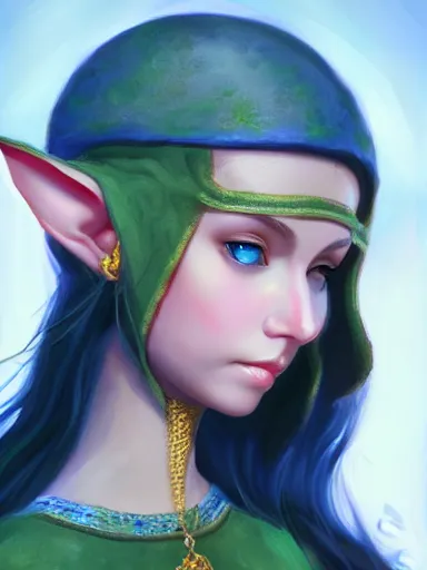 Image similar to elf girl, portrait, digital painting, elegant, beautiful, highly detailed, artstation, concept art