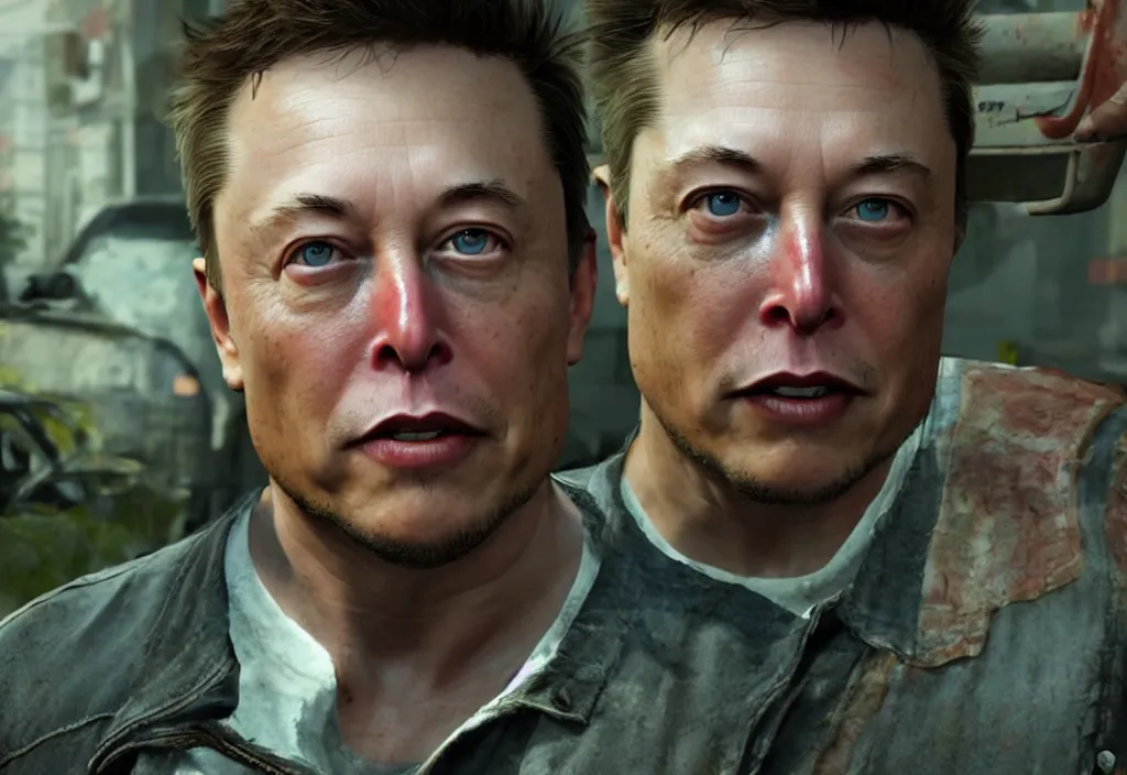 Image similar to a screenshot of elon musk in the video game in the last of us. close up, 3 d rendering. unreal engine. amazing likeness. very detailed.