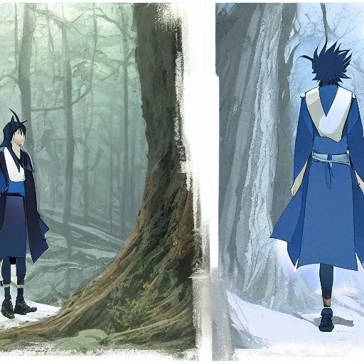 Image similar to concept art painting of an anthropomorphic anime style white raven wearing dark blue robes, in the deep forest, realistic, detailed, cel shaded, in the style of makoto shinkai and greg rutkowski and james gurney