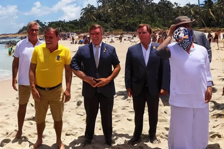 Prompt: president bolsonaro on the beach