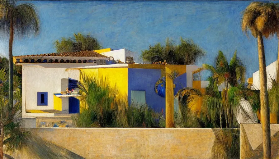 Image similar to a 1 9 9 8 southern spain house designed by arthur bispo do rosario, jules bastien - lepage, tarsila do amaral, frank weston and gustave baumann, trending on artstation, mediterranean, star, sharp focus, colorful refracted sparkles and lines, soft light, 8 k 4 k