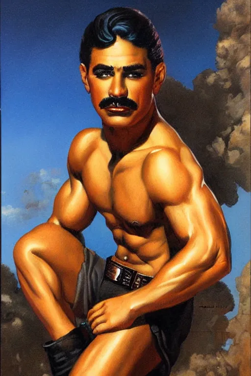 Image similar to Hunky Mexican Cop by Manuel Sanjulian and Boris Vallejo