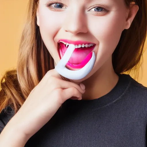 Prompt: fashion accessory holds the sides of your mouth up into a smile, product photo, detailed, 4k