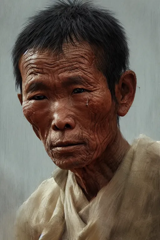 Prompt: chinese citizen, portrait, poor, intricate, elegant, volumetric lighting, scenery, digital painting, highly detailed, artstation, sharp focus, illustration, concept art, ruan jia, steve mccurry