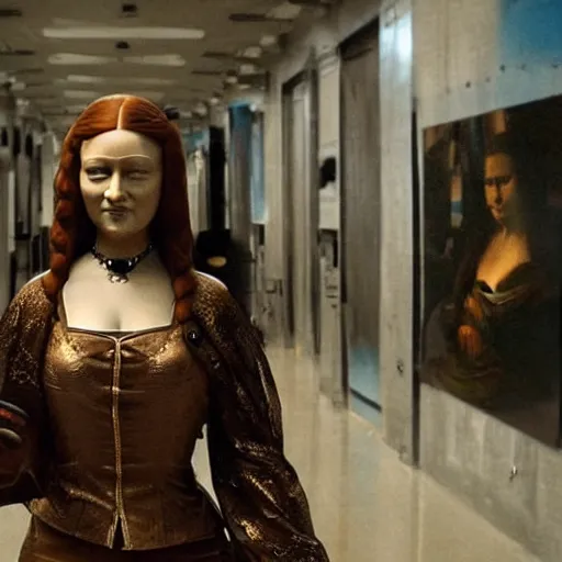 Prompt: A badass photo of monalisa walking in a transformer movie, hyper detailed, award winning photography, perfect faces
