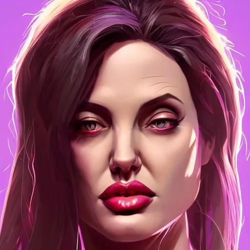 Image similar to Portrait of Angelina Jolie as a succubus, purple skin, mattepainting concept Blizzard pixar maya engine on stylized background splash comics global illumination lighting artstation lois van baarle, ilya kuvshinov, rossdraws