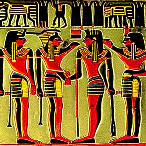 Image similar to chaos, ancient egyptian art