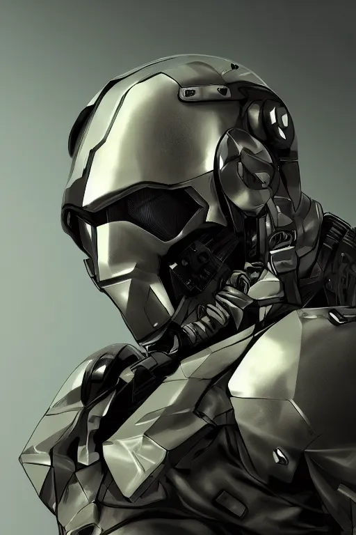 Image similar to cyber cyborg ninja mask helmet metal gear solid artic suit swat commando, global illumination ray tracing hdr fanart arstation by sung choi and eric pfeiffer and gabriel garza and casper konefal, a spectacular view cinematic rays of sunlight comic book illustration, by john kirby