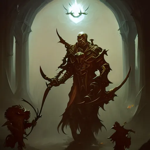 Image similar to adventure game npc by Peter Mohrbacher, dark fantasy vampire world, inspired by Diablo concept art