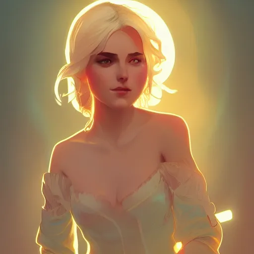 Image similar to Ciri, ambient lighting, 4k, alphonse mucha, lois van baarle, ilya kuvshinov, rossdraws, artstation