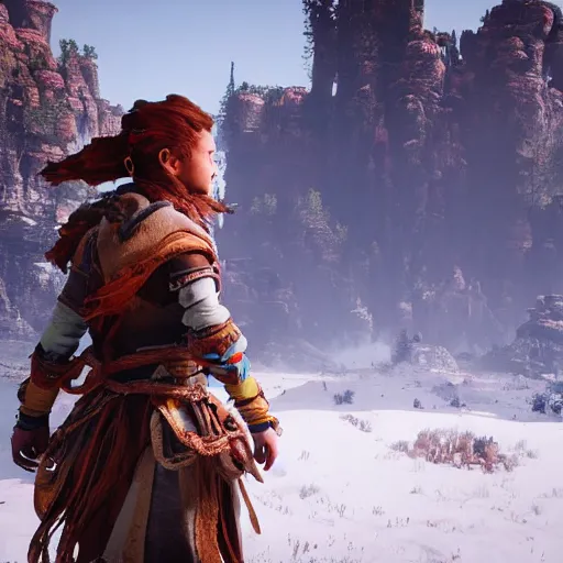 Image similar to a beautiful photo of aloy in horizon forbidden west