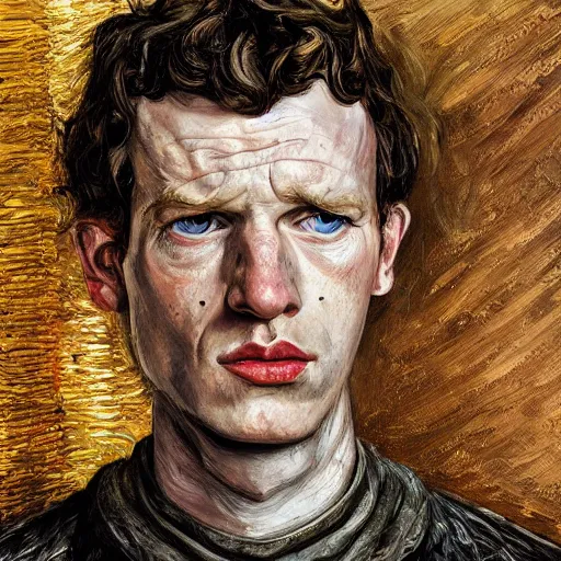 Image similar to high quality high detail painting by lucian freud, hd, ramsay snow in game of thrones