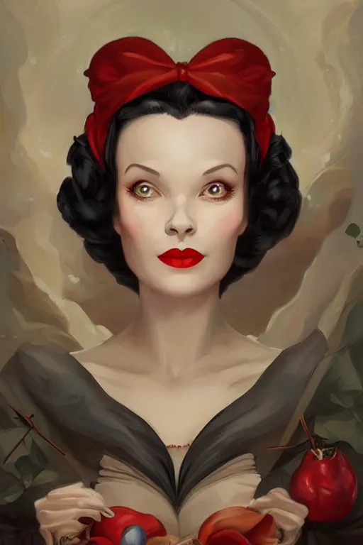 Prompt: beautiful hq matte painting portrait of vivien leigh as snow white, by peter mohrbacher greg rutowski