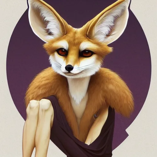 Image similar to a male anthropomorphic fennec fox fursona, mocha swirl color scheme, elegant, highly detailed, digital painting, artstation, concept art, smooth, sharp focus, illustration, art by artgerm and greg rutkowski and alphonse mucha and uang guangjian and gil elvgren and sachin teng, symmetry!!