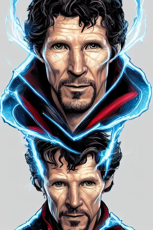 Prompt: Portrait of Todd Howard as Doctor Strange, highly detailed, marvel comics, artstation, digital illustration