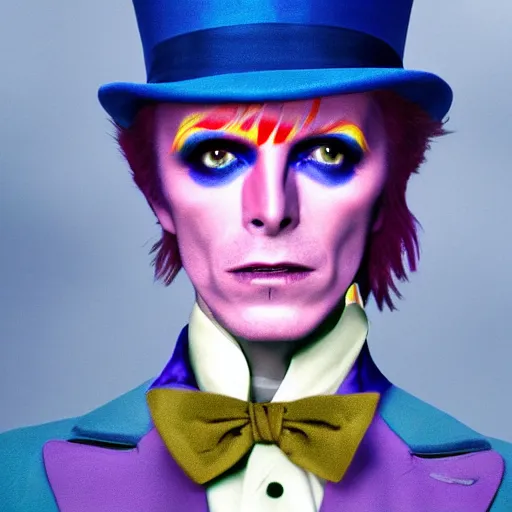 Prompt: David Bowie as Willy Wonka stunning awe inspiring 8k hdr