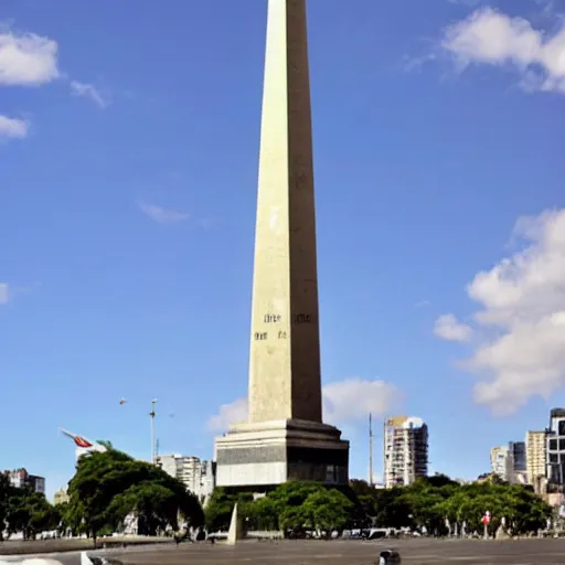 Prompt: the obelisk of the city of buenos aires as a giant robot