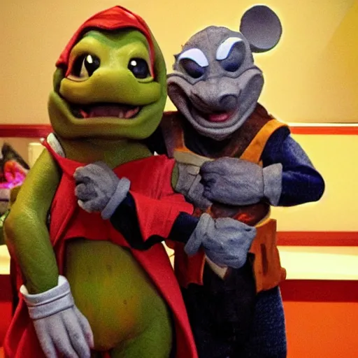 Image similar to Mickey and master splinter from teenage mutant ninja turtles