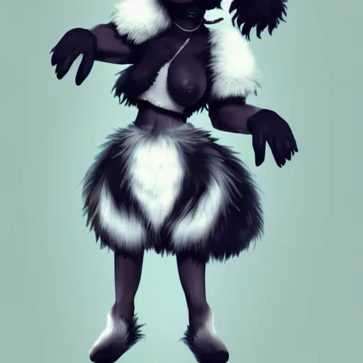 Image similar to cute furry girl with four arms, big fluffy ears, white fur and dark skin, dramatic lighting, cinematic, artstation, anime style