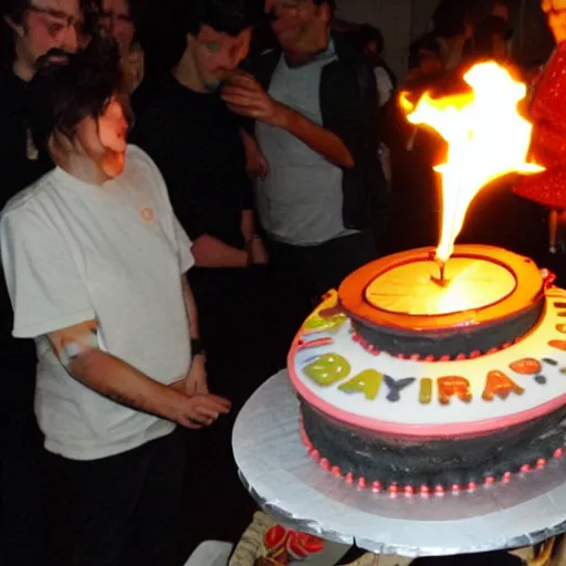 Image similar to bibpday cake on fire