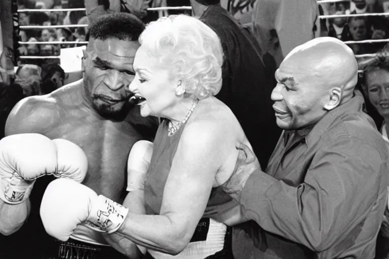 Prompt: betty white boxing mike tyson