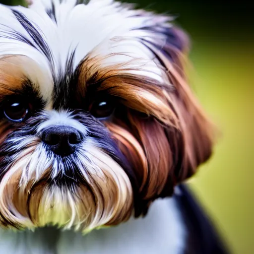 Image similar to shih tzu with brown and black fur, photography, 8 k, macro lens