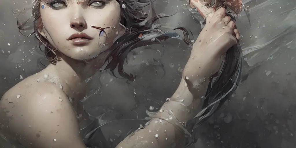 Image similar to highly detailed beautiful photography of portrait, splash, sharp focus, dynamic lighting, elegant, harmony, beauty, masterpiece, by riccardo federici, by james jean, by craig mullins, by lois van baarle, by makoto shinkai, by greg tocchini, by greg rutkowski, illustration, ink draw, pen,