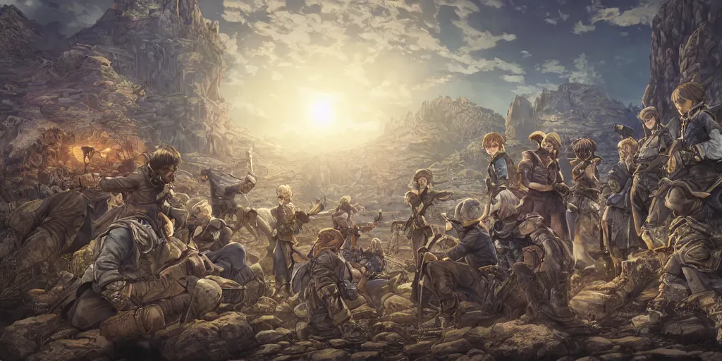 Image similar to now is the time to lift our nation from the quicksands of racial injustice to the solid rock of brotherhood. ultrafine highly detailed colorful illustration, intricate linework, sharp focus, octopath traveler, final fantasy, unreal engine highly rendered, global illumination, radiant light, intricate environment