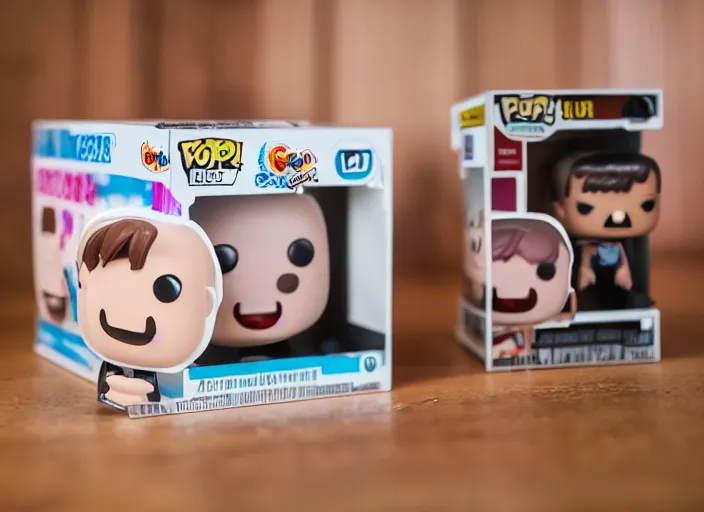 Image similar to !dream product still of a turd funko pop with box, 85mm f1.8