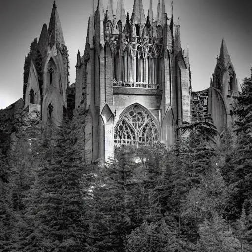 Prompt: a large cathedral on a mountain. other worldly, dream like, surreal, grainy.