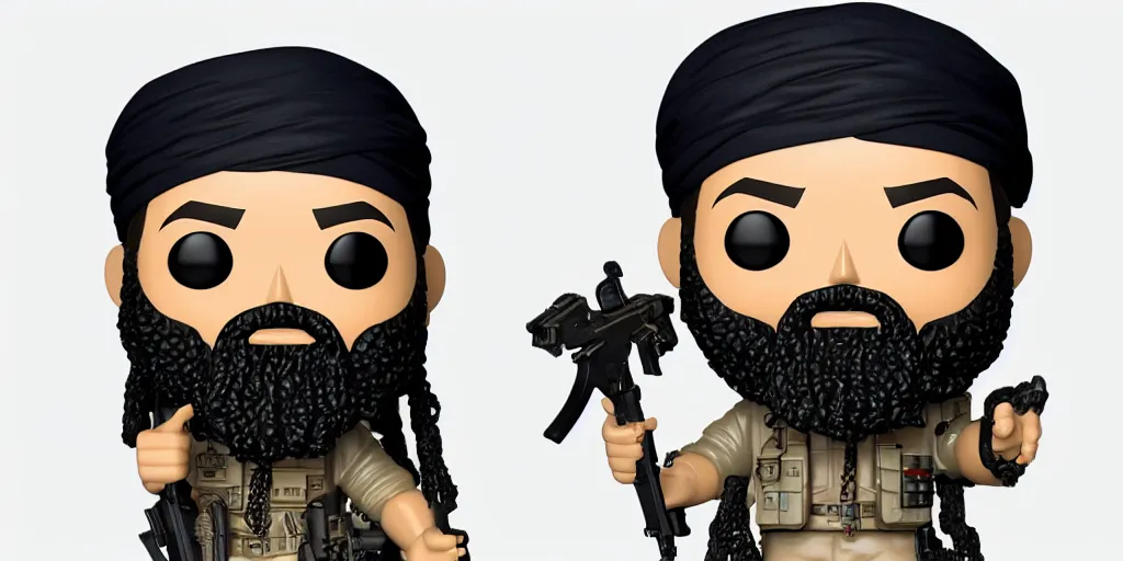 Prompt: “ very very intricate photorealistic photo of a osama bin laden funko pop on a white background, award - winning details ”