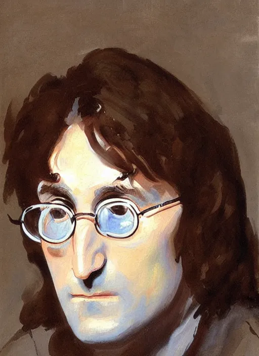 Image similar to portrait painting of john lennon by john singer sargent