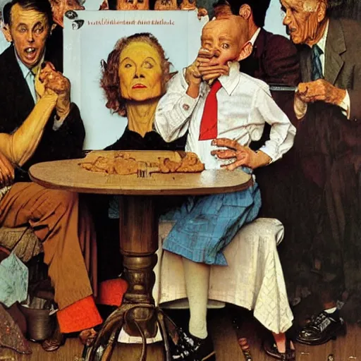 Image similar to the absurdity of yesterday by norman rockwell